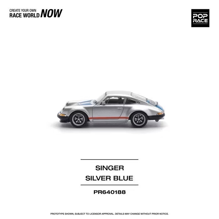 POP RACE PR188 1/64 Porsche SINGER SILVER BLUE 911 保時捷-細節圖2
