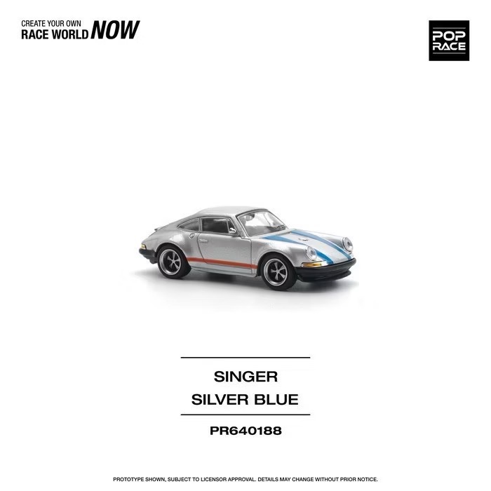 POP RACE PR188 1/64 Porsche SINGER SILVER BLUE 911 保時捷-細節圖3