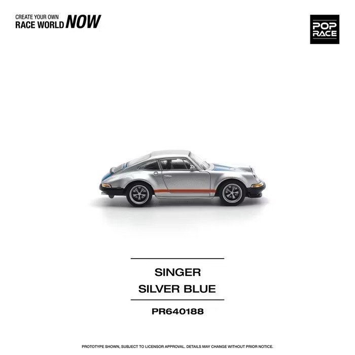 POP RACE PR188 1/64 Porsche SINGER SILVER BLUE 911 保時捷-細節圖4