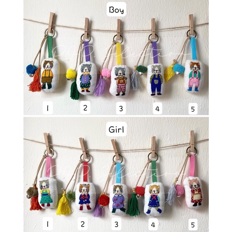 Meow～🐈  手工日式 刺繡貓咪娃娃 鑰匙圈-細節圖11