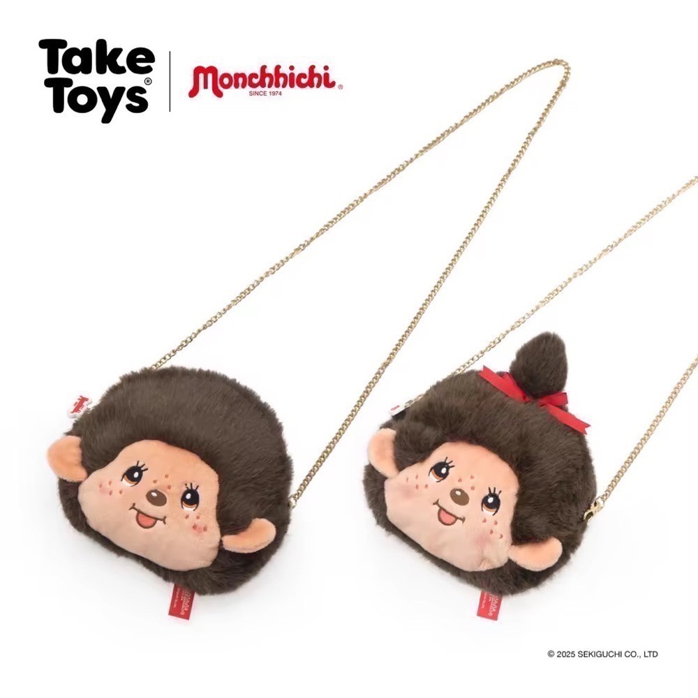 「現貨/直接下單」夢奇奇Monchhichi 大頭斜背包-細節圖2