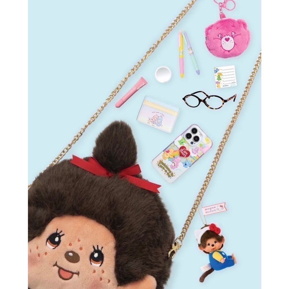 「現貨/直接下單」夢奇奇Monchhichi 大頭斜背包-細節圖3
