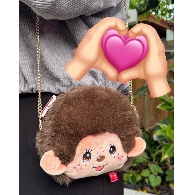 「現貨/直接下單」夢奇奇Monchhichi 大頭斜背包-細節圖4