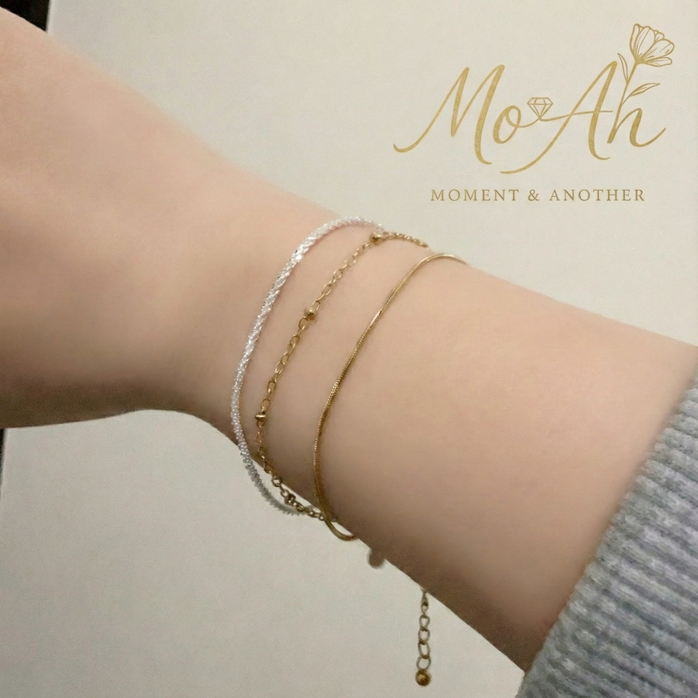 Mo&An飾品✨  [316L鈦鋼] 續－蛇骨細致手鏈 BR-04【台灣現貨】-細節圖6