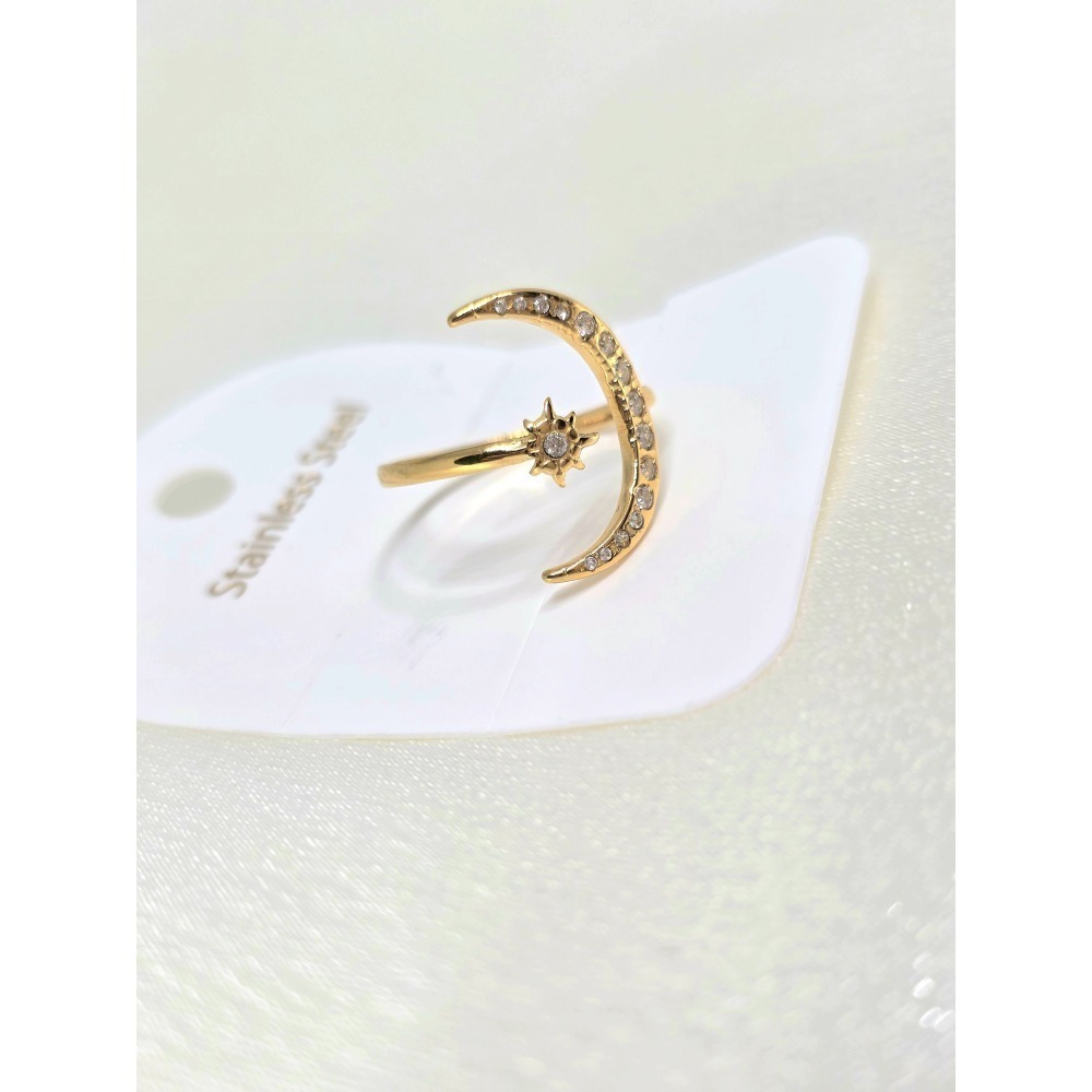 Mo&An飾品✨  [316L鈦鋼]月光星願 - 可調節戒指 RI-04【台灣現貨】-細節圖2