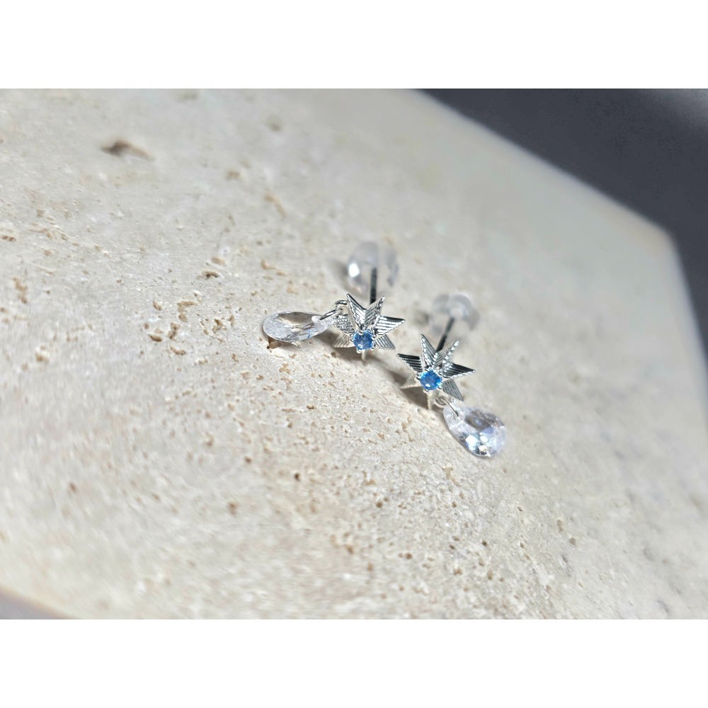 Mo&An飾品✨[925銀針]星影－韓版藍色星星耳墜耳釘 NE-07【台灣現貨】-細節圖2