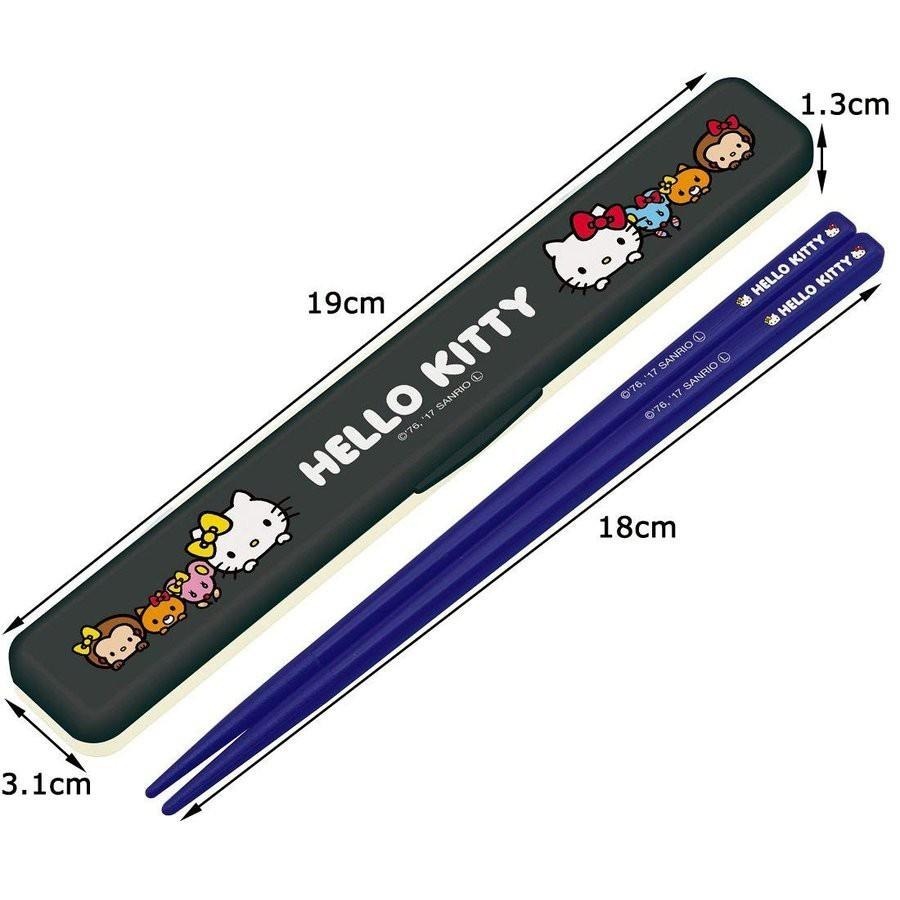 日本製 SKATER 環保餐具 HELLO KITTY 凱蒂貓 與小動物 靜音攜帶用環保筷子組-細節圖2