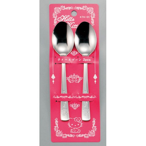 日本製 HELLO KITTY 不銹鋼餐具 2入組  茶匙 甜點叉 蛋糕叉 咖啡匙 小湯匙-規格圖4