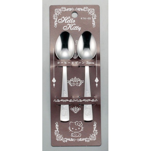 日本製 HELLO KITTY 不銹鋼餐具 2入組  茶匙 甜點叉 蛋糕叉 咖啡匙 小湯匙-規格圖4