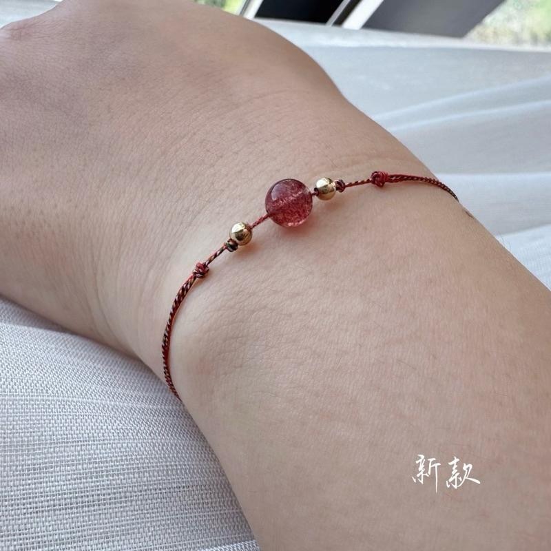 [zoeverglow] < 遇見 > 鴿血紅草莓晶x紅瑪瑙x五色線手繩｜14Kgf 極細 本命年-細節圖6