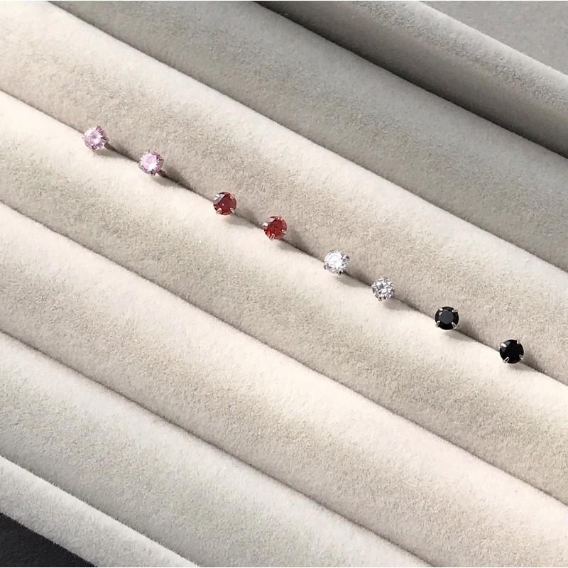 出清＊s925純銀鋯石迷你耳釘-細節圖2