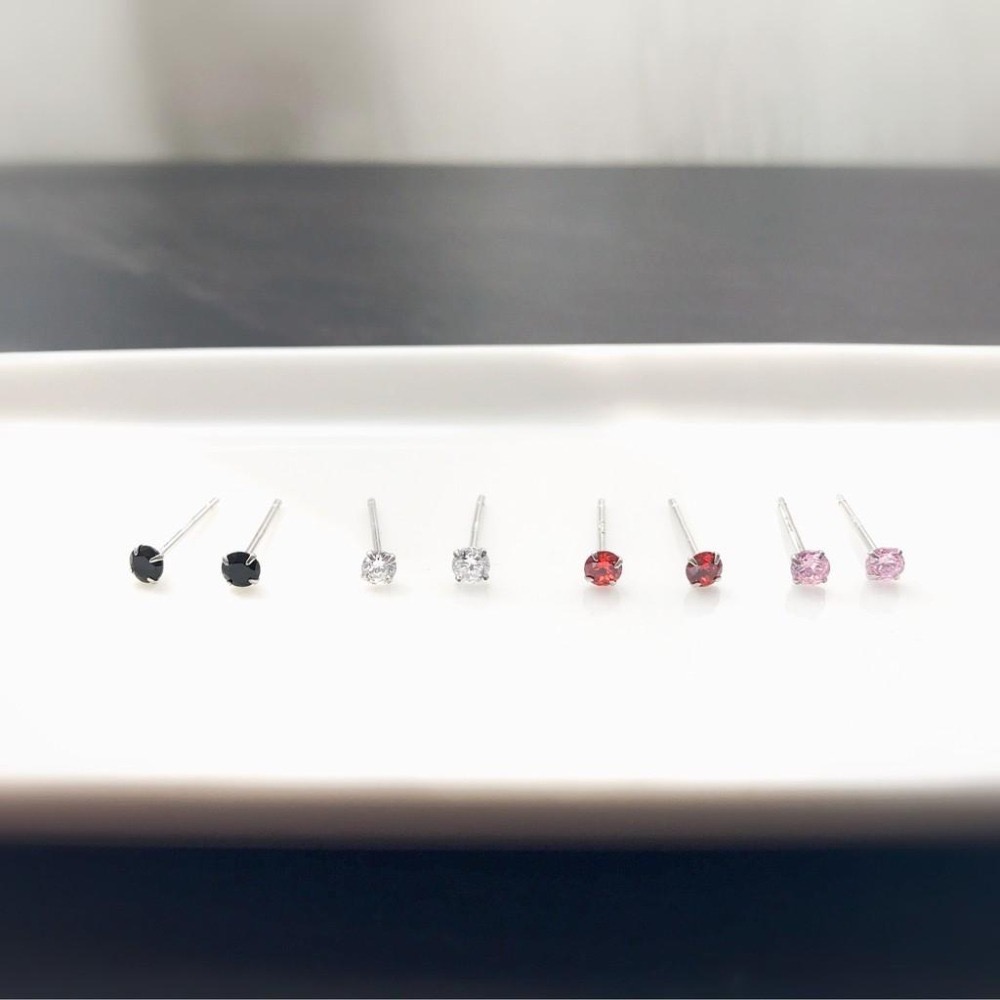 出清＊s925純銀鋯石迷你耳釘-細節圖4