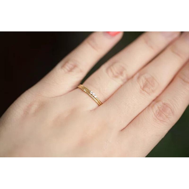 零碼出清＊s925純銀戒鍍14k金日系極簡單鋯-細節圖3