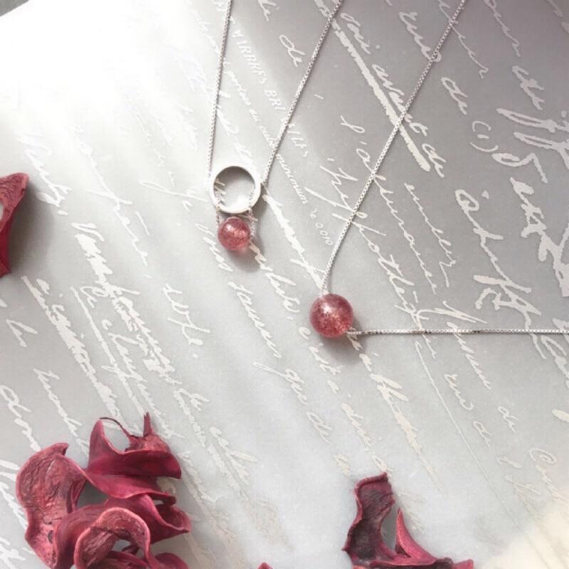 [zoeverglow]草莓晶s925純銀項鍊｜鴿血紅-細節圖2