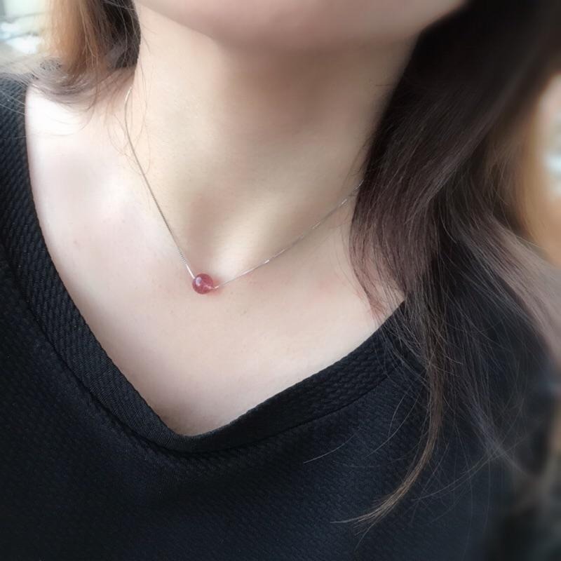 [zoeverglow]草莓晶s925純銀項鍊｜鴿血紅-細節圖4