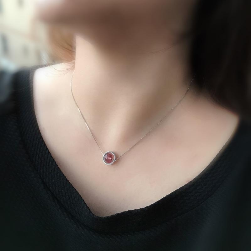 [zoeverglow]草莓晶s925純銀項鍊｜鴿血紅-細節圖9