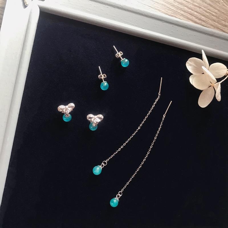 [zoeverglow]天河石s925純銀耳環｜耳線 耳釘 垂墜式 清新 簡約-細節圖2