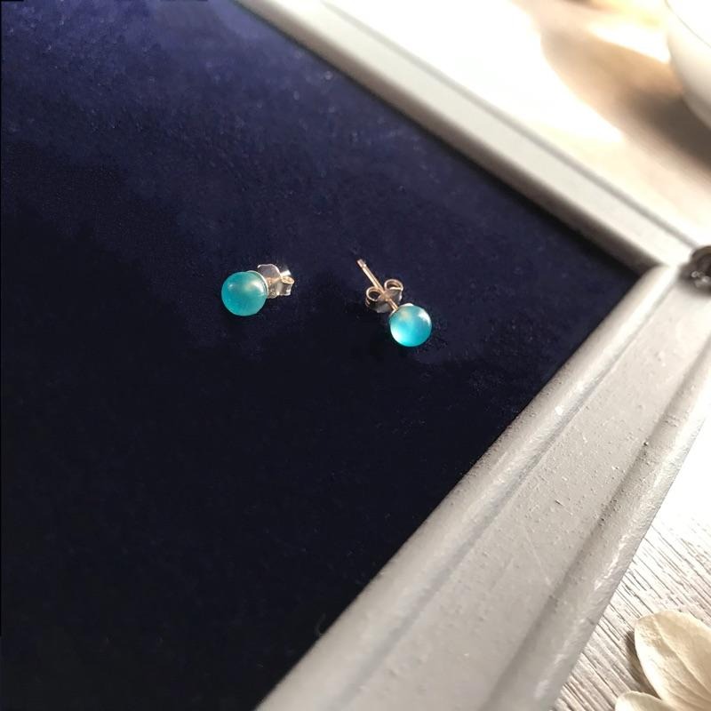 [zoeverglow]天河石s925純銀耳環｜耳線 耳釘 垂墜式 清新 簡約-細節圖4