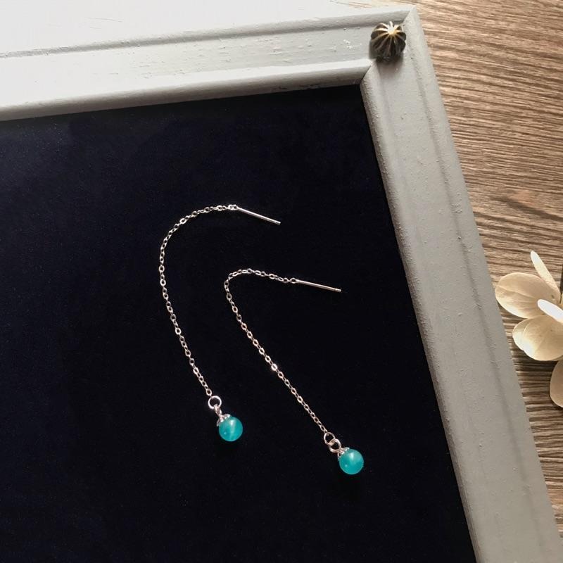 [zoeverglow]天河石s925純銀耳環｜耳線 耳釘 垂墜式 清新 簡約-細節圖5