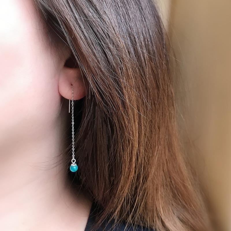 [zoeverglow]天河石s925純銀耳環｜耳線 耳釘 垂墜式 清新 簡約-細節圖8