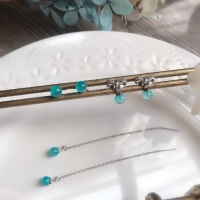 [zoeverglow]天河石s925純銀耳環｜耳線 耳釘 垂墜式 清新 簡約