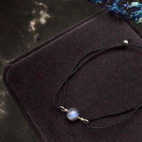 [zoeverglow]灰月光石s925純銀手繩｜可調節 拉長石