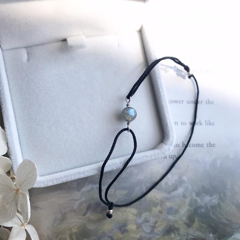 [zoeverglow]灰月光石s925純銀手繩｜可調節 拉長石-細節圖2