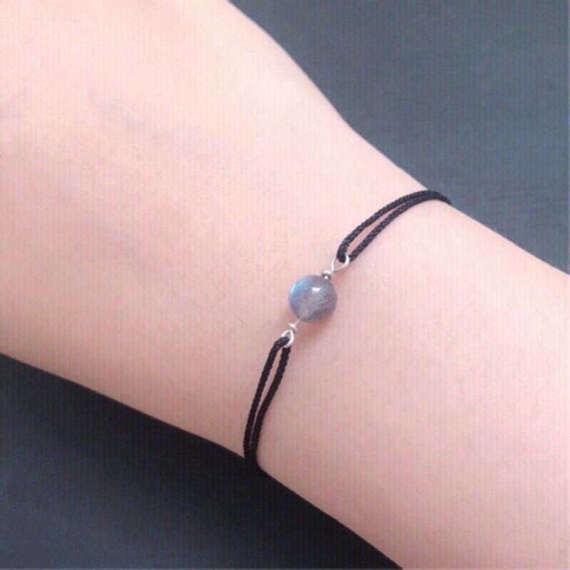 [zoeverglow]灰月光石s925純銀手繩｜可調節 拉長石-細節圖3