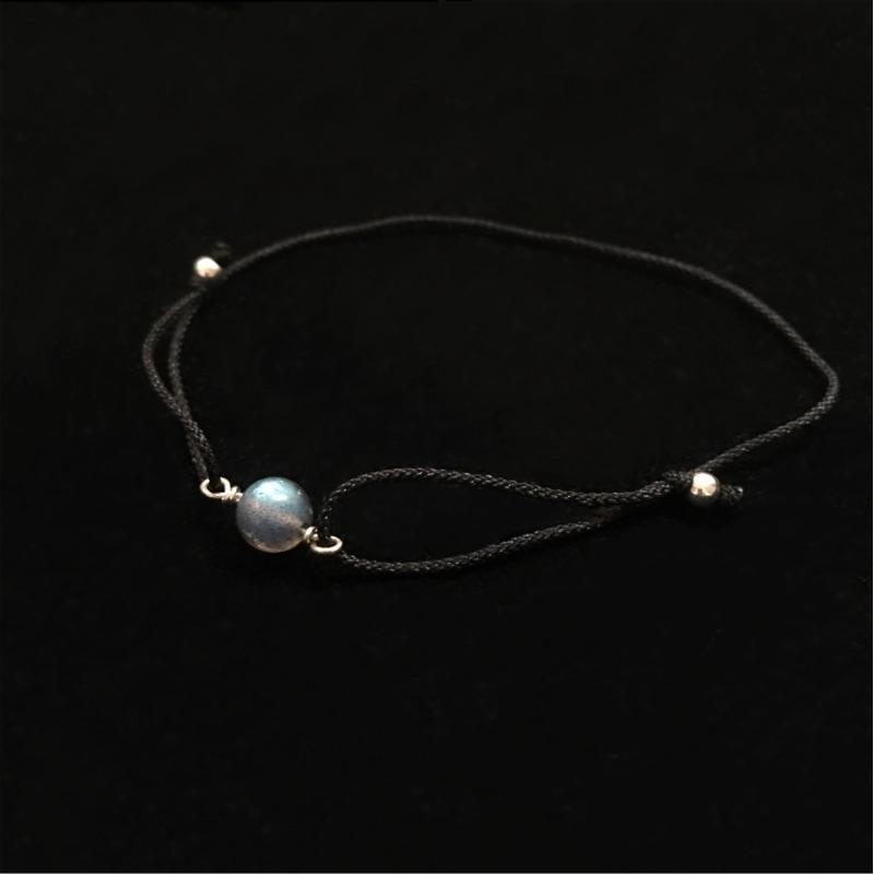 [zoeverglow]灰月光石s925純銀手繩｜可調節 拉長石-細節圖4