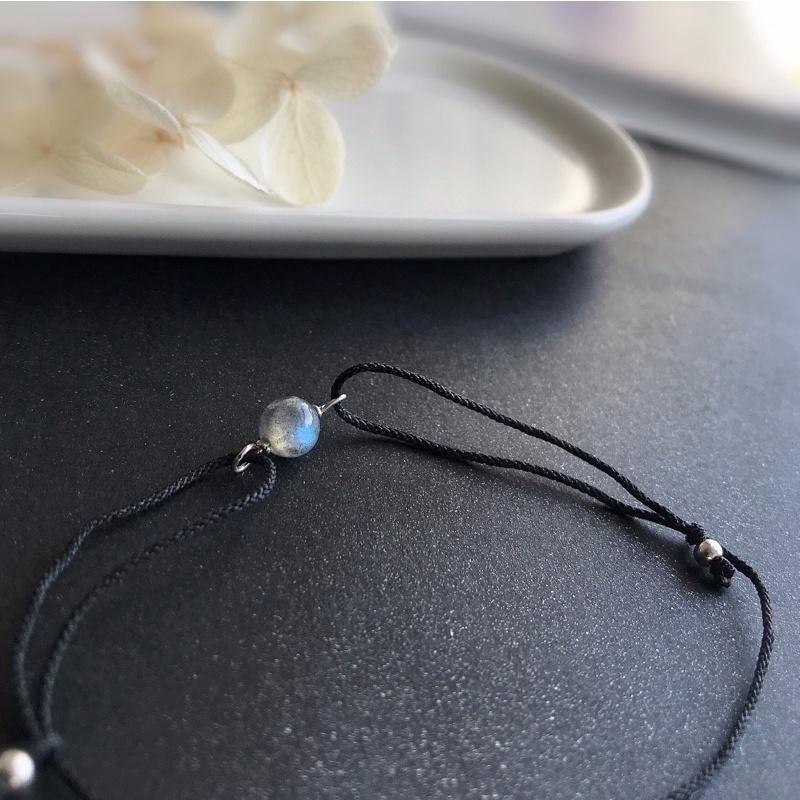 [zoeverglow]灰月光石s925純銀手繩｜可調節 拉長石-細節圖5