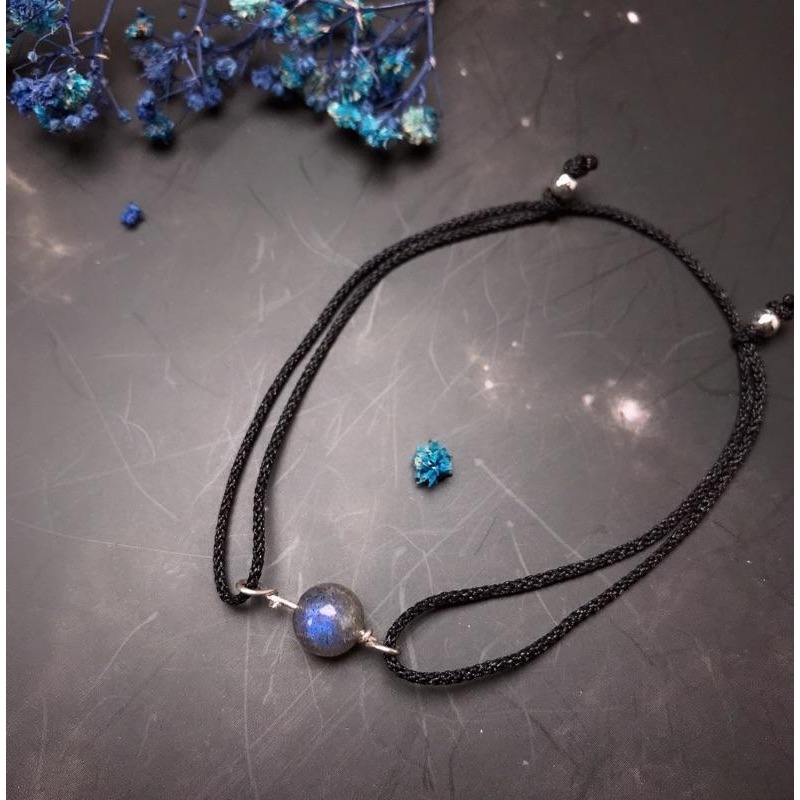 [zoeverglow]灰月光石s925純銀手繩｜可調節 拉長石-細節圖6