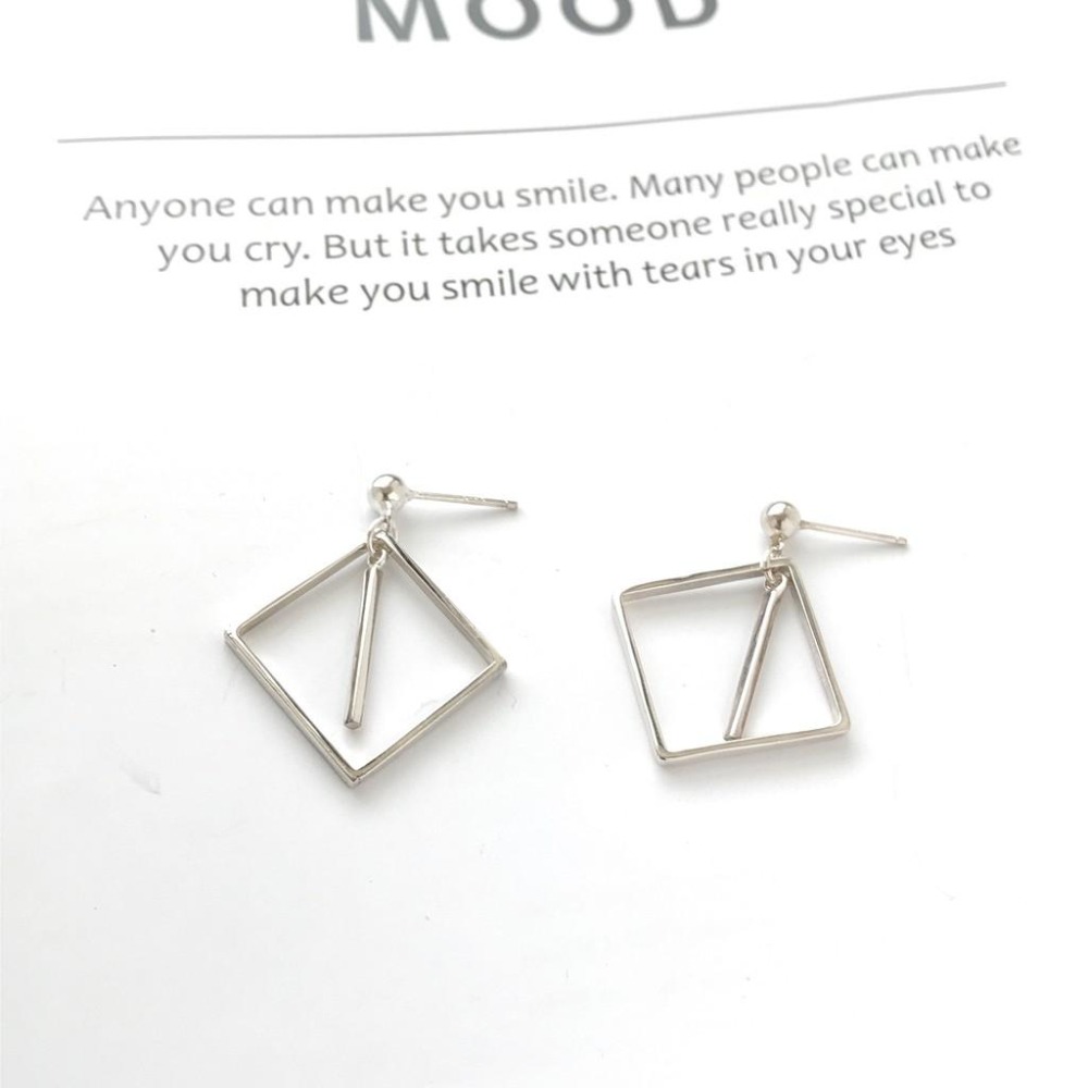 出清 ＊s925純銀耳環 極簡 方形大圓圈-細節圖2