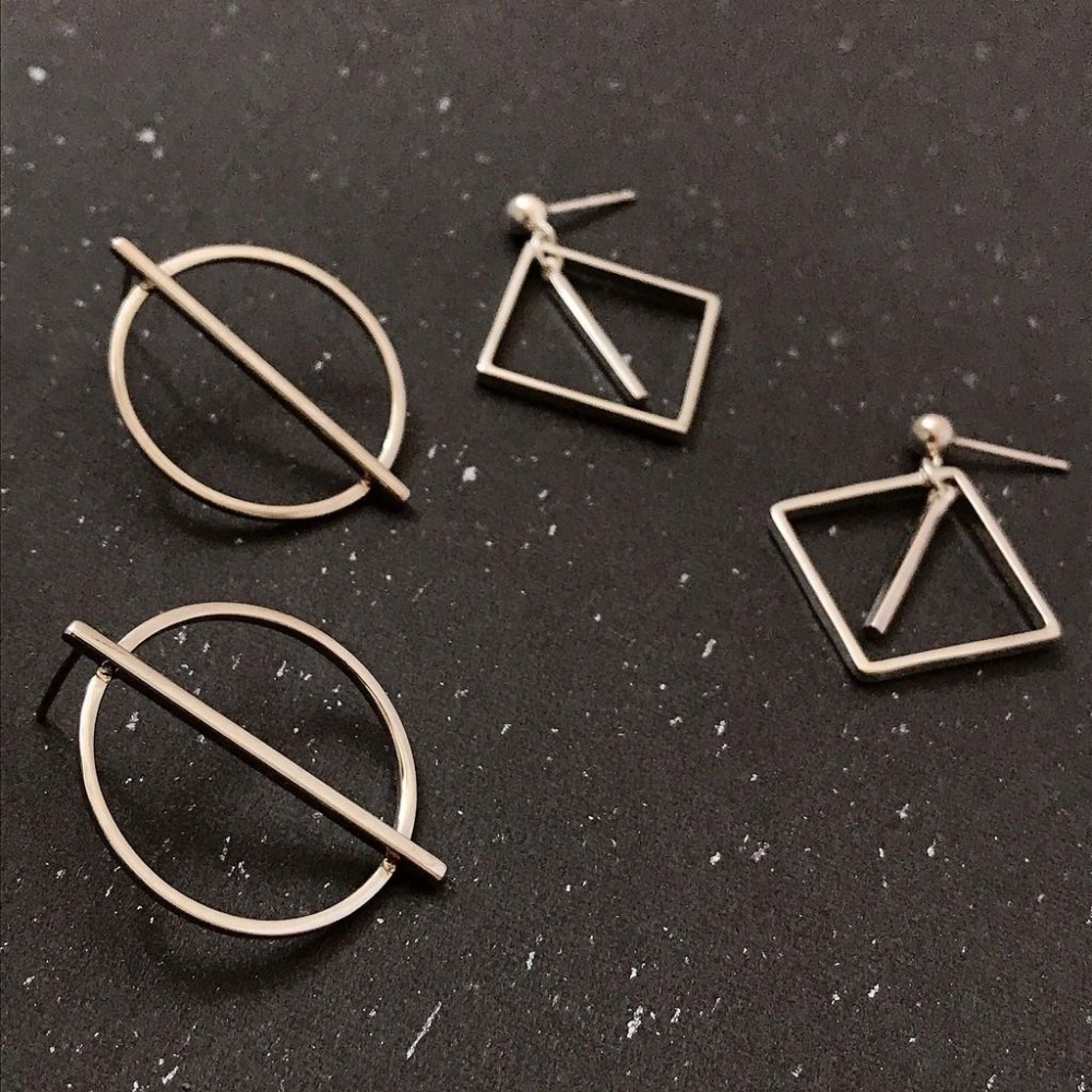 出清 ＊s925純銀耳環 極簡 方形大圓圈-細節圖4