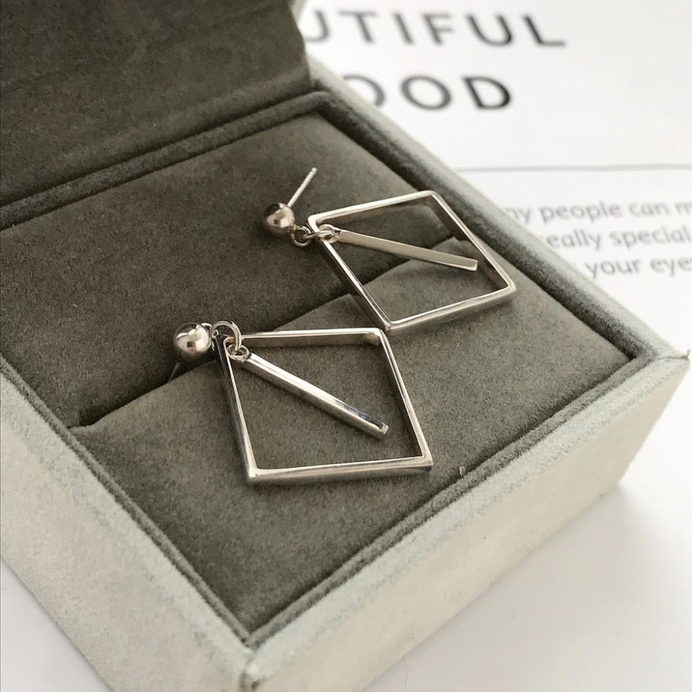 出清 ＊s925純銀耳環 極簡 方形大圓圈-細節圖5
