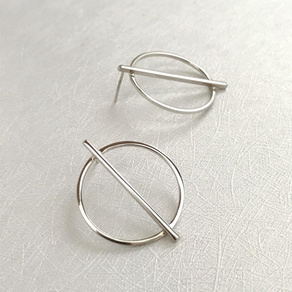 出清 ＊s925純銀耳環 極簡 方形大圓圈-細節圖8