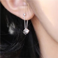 出清＊s925純銀耳環 立方體鋯石魔方