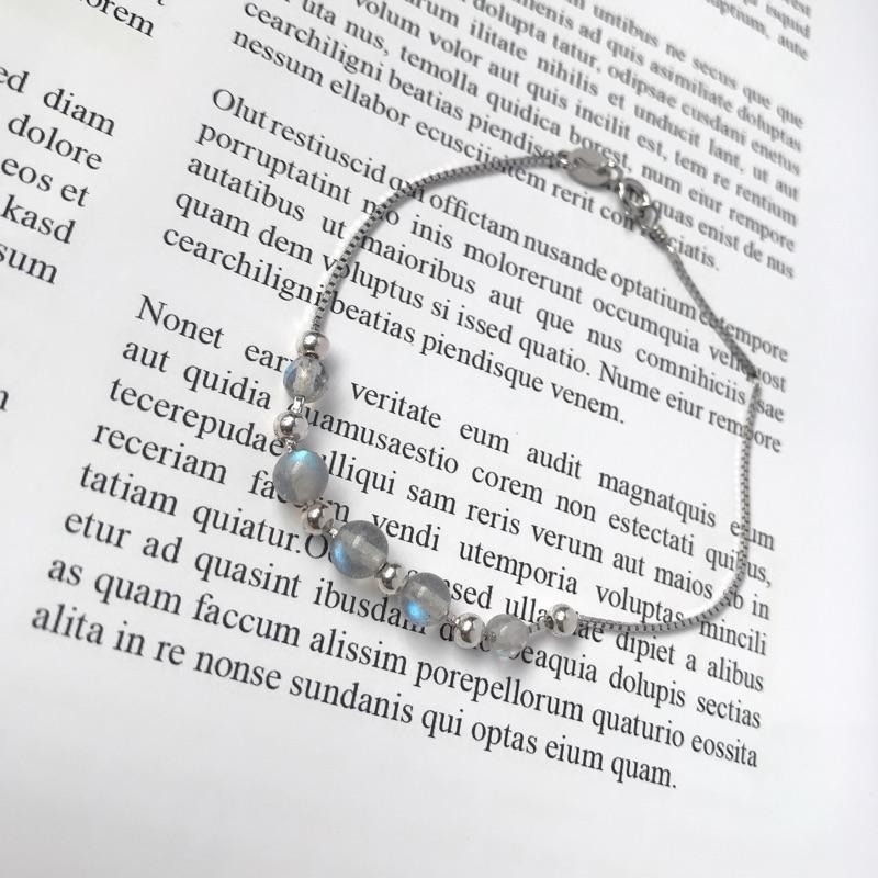 [zoeverglow]月光石 拉長石 石榴石s925純銀手鍊｜日常百搭款-細節圖4