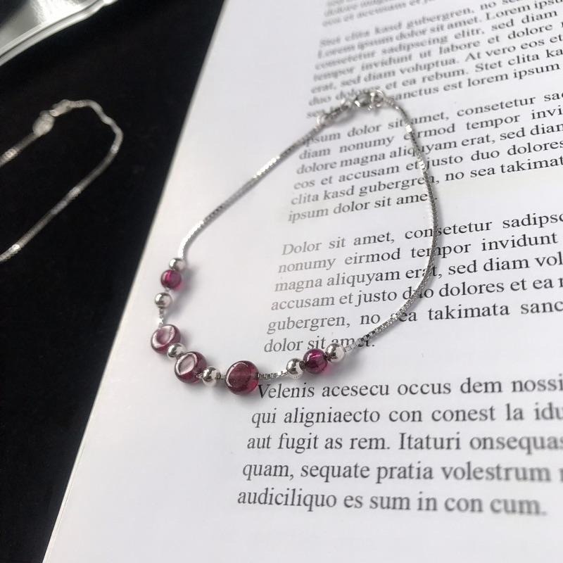 [zoeverglow]月光石 拉長石 石榴石s925純銀手鍊｜日常百搭款-細節圖3