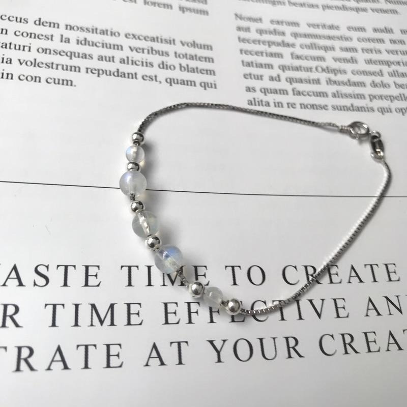 [zoeverglow]月光石 拉長石 石榴石s925純銀手鍊｜日常百搭款-細節圖5