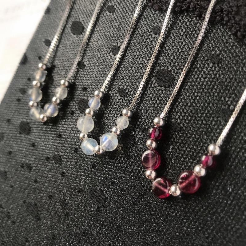 [zoeverglow]月光石 拉長石 石榴石s925純銀手鍊｜日常百搭款-細節圖7