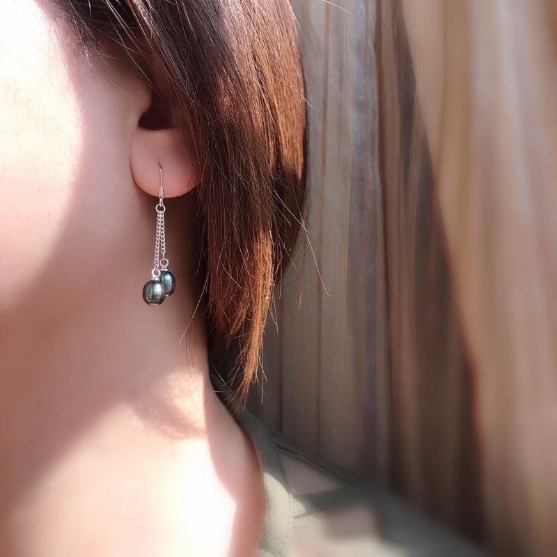 [zoeverglow] 天然淡水珍珠s925純銀耳環｜耳勾式-細節圖6