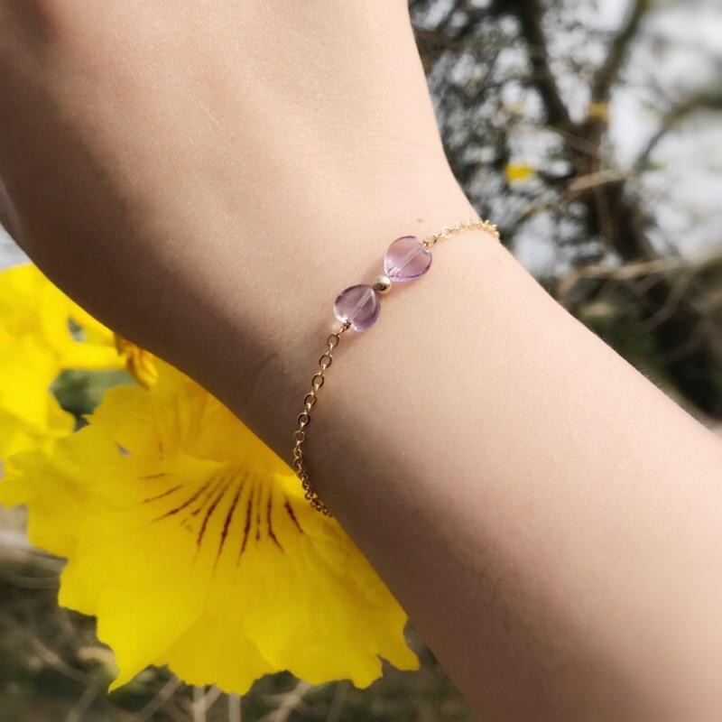 [zoeverglow]心型紫水晶手鍊14kgf手鍊｜紫黃水晶-細節圖2