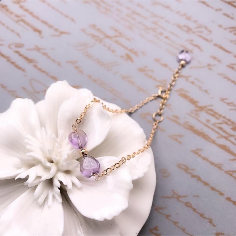 [zoeverglow]心型紫水晶手鍊14kgf手鍊｜紫黃水晶-細節圖3