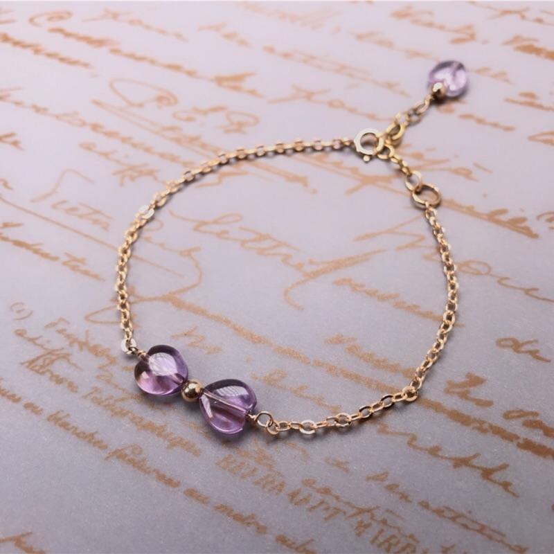 [zoeverglow]心型紫水晶手鍊14kgf手鍊｜紫黃水晶-細節圖4