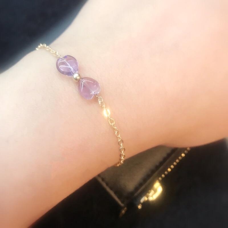 [zoeverglow]心型紫水晶手鍊14kgf手鍊｜紫黃水晶-細節圖5