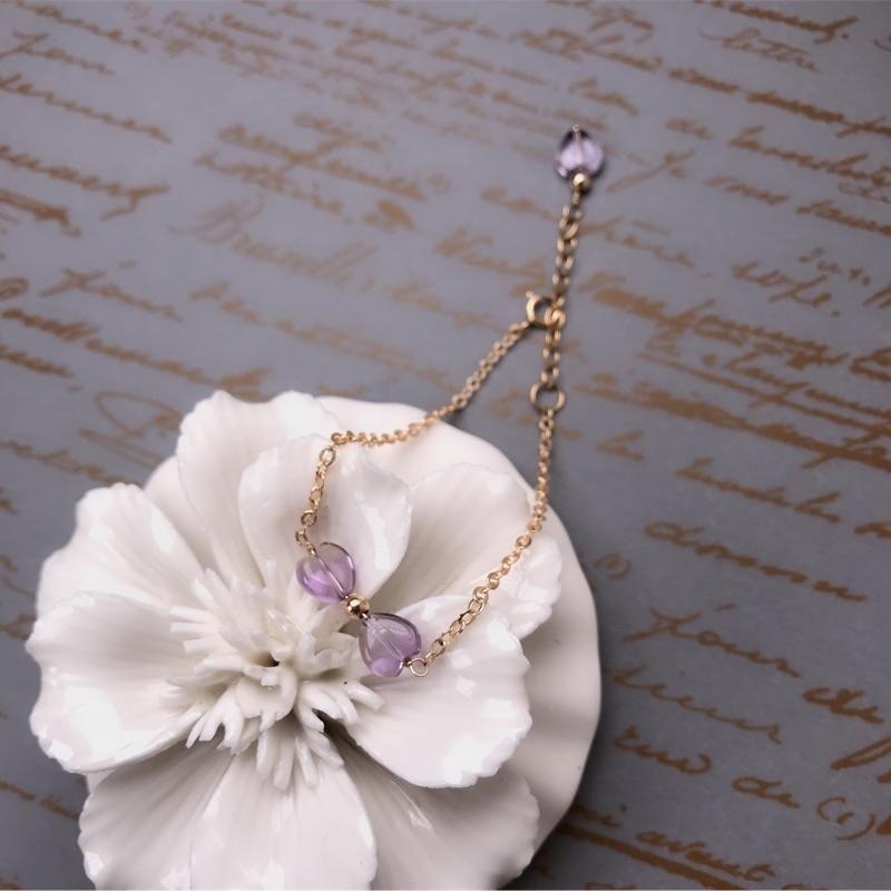 [zoeverglow]心型紫水晶手鍊14kgf手鍊｜紫黃水晶-細節圖6