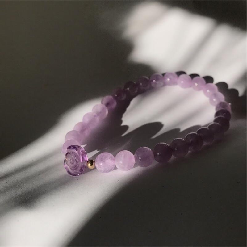 [zoeverglow]薰衣草紫水晶x紫水晶玫瑰花手串-細節圖4