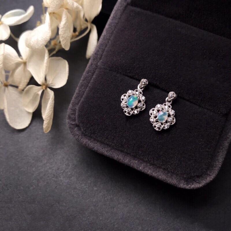 [zoeverglow]歐泊s925純銀耳環｜澳寶 宮廷風-細節圖3