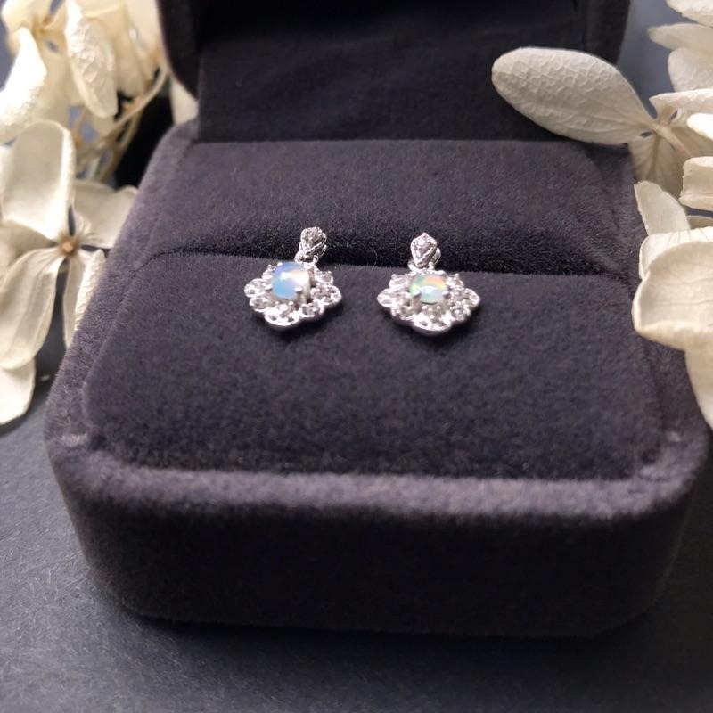 [zoeverglow]歐泊s925純銀耳環｜澳寶 宮廷風-細節圖5