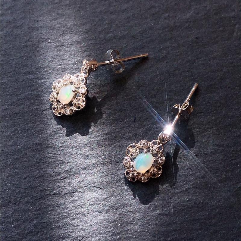 [zoeverglow]歐泊s925純銀耳環｜澳寶 宮廷風-細節圖7